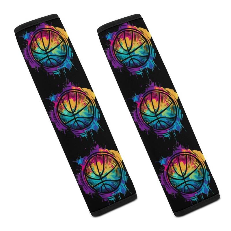 SMAZDFXX Basketball Tie Dye Autositzgurtpolster, weicher Auto-Sicherheitsgurtbezug, Sicherheitsgurt-Schulterpolster, Autozubehör, 2 Stück von SMAZDFXX