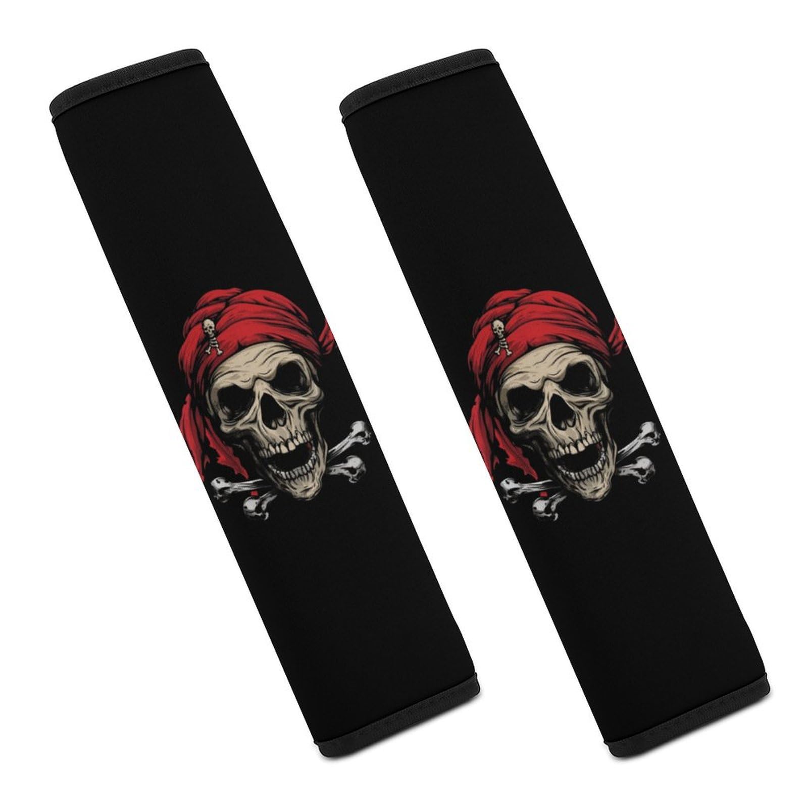 SMAZDFXX Jolly Roger Piratenschädel-Sicherheitsgurtpolster für Autositze, weicher Sicherheitsgurtbezug, Sicherheitsgurt-Schulterpolster, Autozubehör, 2 Stück von SMAZDFXX