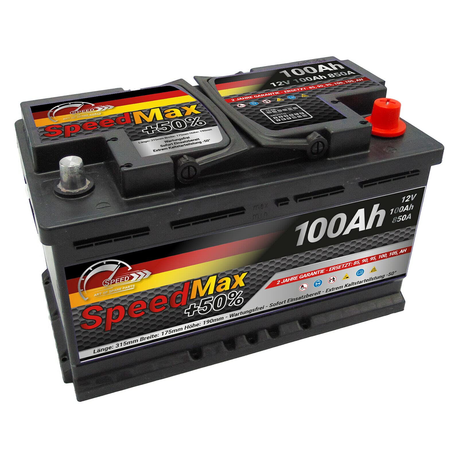 AUTOBATTERIE Speed MAX L4100 100AH 850A 12V = FIamm 100Ah DX+ Pronta all'uso von SMC