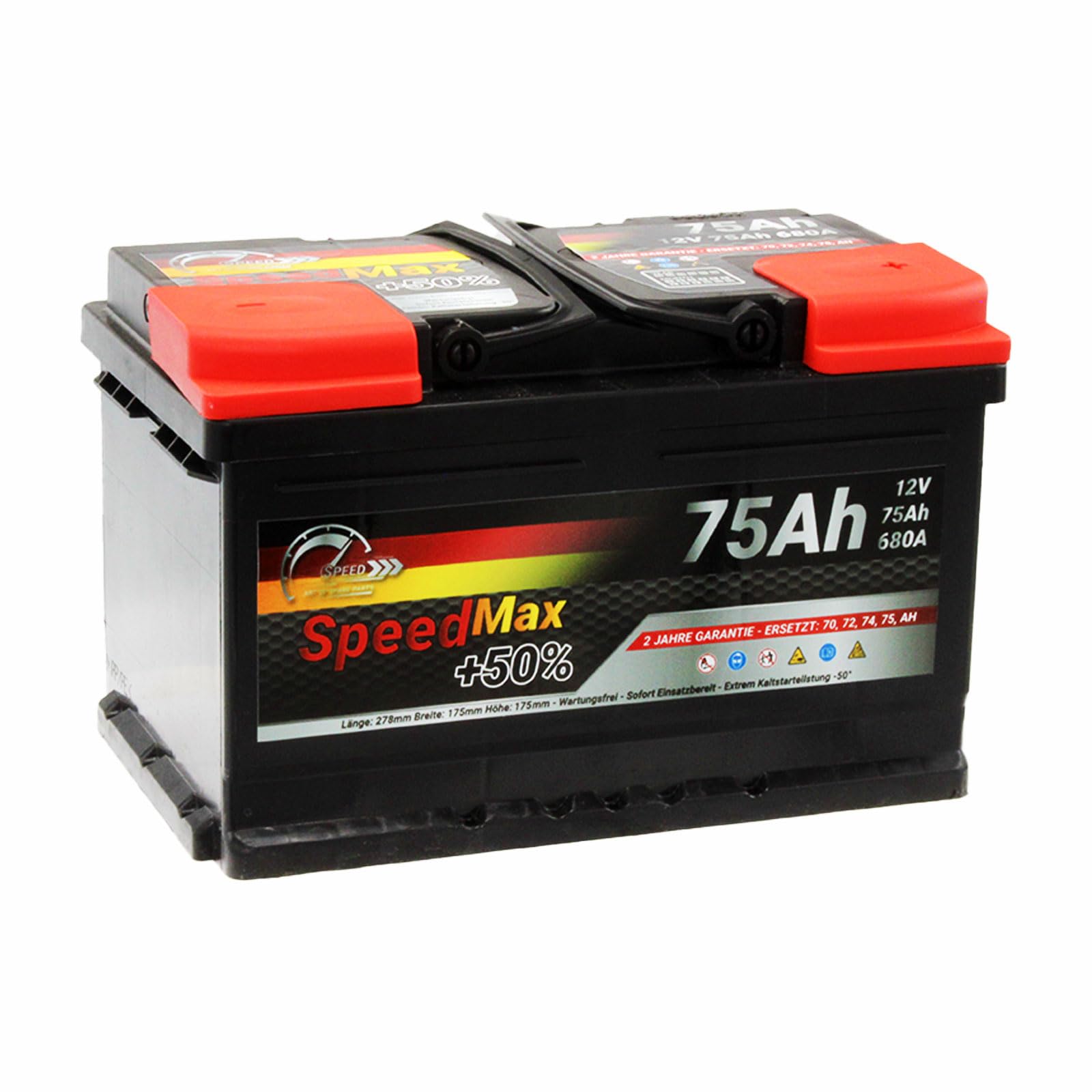 Autobatterie 75Ah Speed Max 680A 12V PKW starterbatterie von SMC