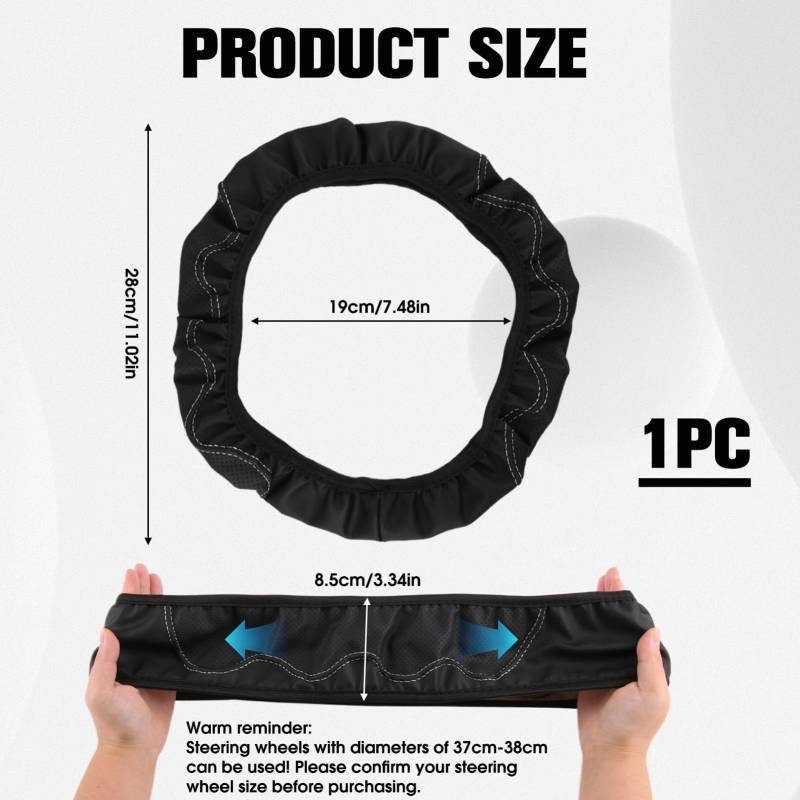 SMCEHEYA Auto-Lenkradbezug aus Mikrofaser-Leder, 37–38 cm, Universalgröße, Auto-Innenzubehör, gewellt, ohne Innenring, Auto/SUV, atmungsaktiver Anti-Rutsch-Schutz von SMCEHEYA