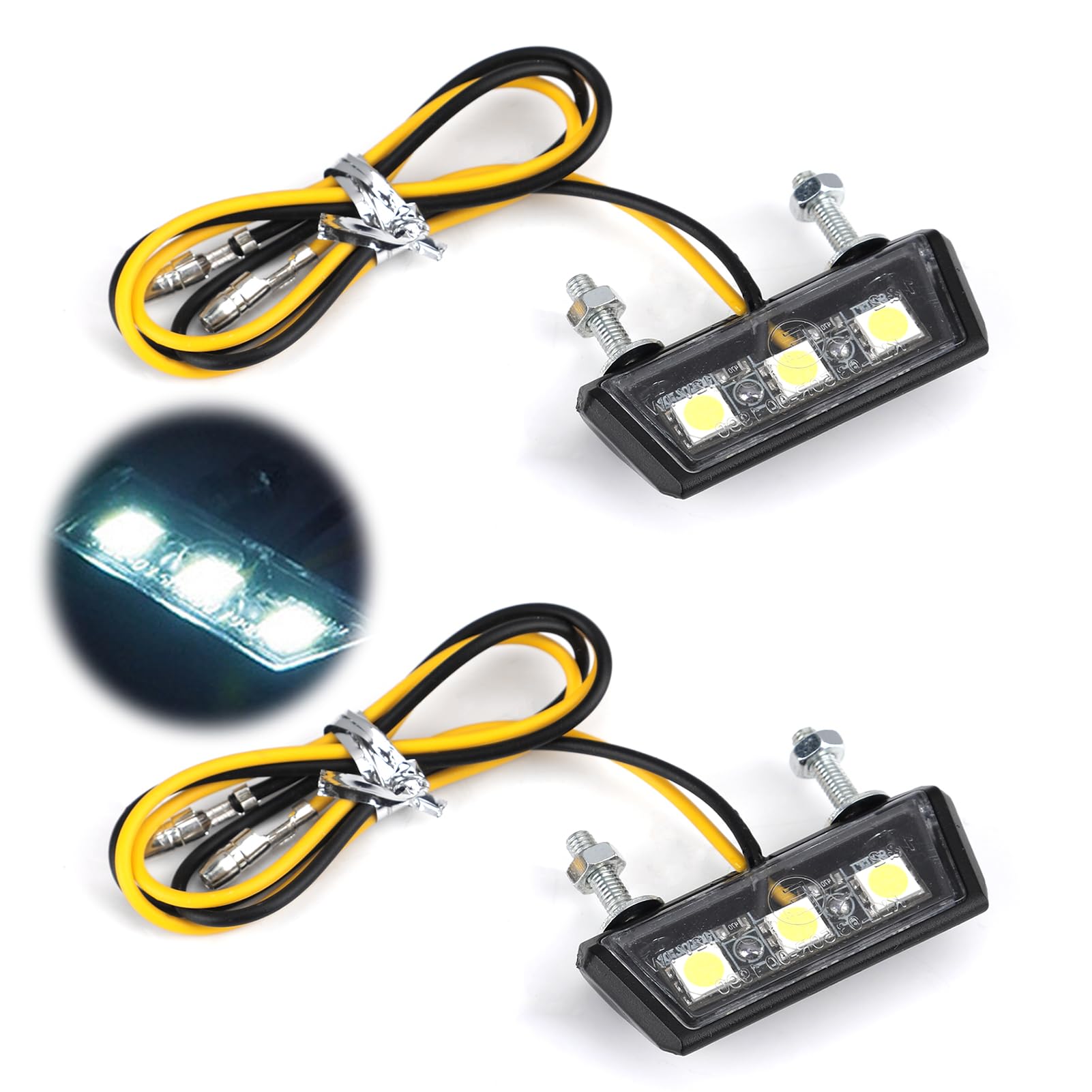 SMCEHEYA Universal LED Motorrad Kennzeichenbeleuchtung 2 Stück | 12V | Kennzeichenbeleuchtung | Motorrad Rücklicht mit 3 superhellen LEDs | Wasserdicht | für alle Modelle von Motorrädern und Quads von SMCEHEYA