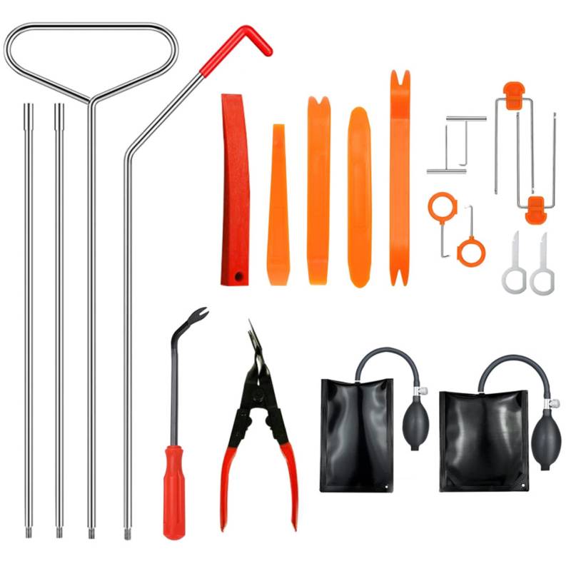 SMELEYOU Auto Aussperrungskit 18pcs/Set Professionelles Auto Entsperren Kit mit Langstreicher Grabber Luftzug Pumpenverkleidung Entfernung Werkzeugkit Notfallkit für die meisten Autowagen von SMELEYOU