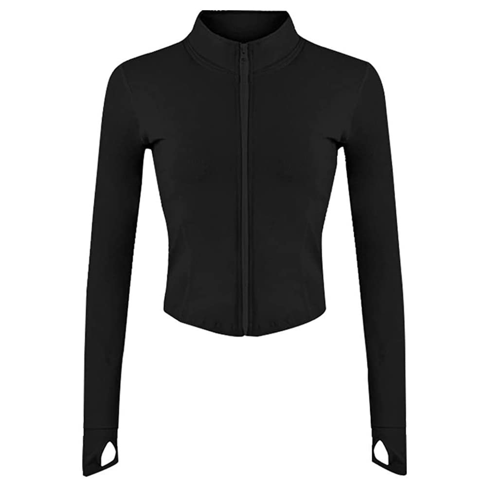 bbl jacket damen,Laufjacke Damen Atmungsaktive Sportjacke Langarm Running-Jacken Yoga Fitness Sportjacke mit Reißverschluss Trainingsjacke mit Daumenlöchern Fit Yoga Sportwear mit Daumenlöchern L von SMELEYOU