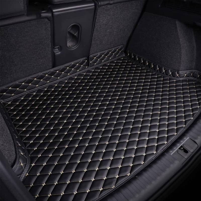 SMFDC Leder Auto Kofferraummatte für Audi A4 B6 B7, Kofferraumwanne Cargo Schutzmatten Kratzfest Teppich Kofferraum Innenzubehör,D/Black~beige von SMFDC