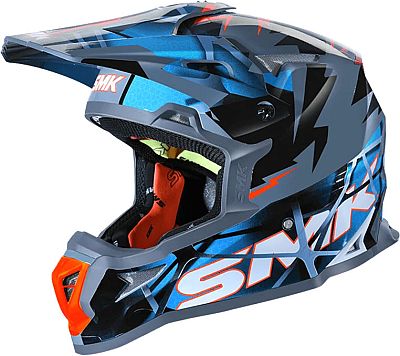 SMK Fulmine, Motocrosshelm - Blau/Grau/Schwarz - L von SMK