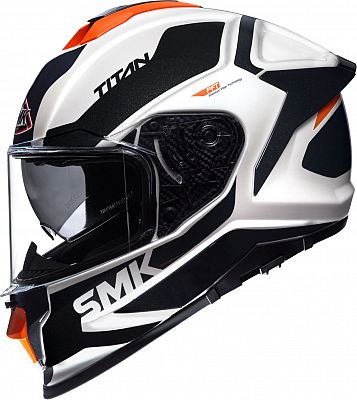 SMK Titan Arok, Integralhelm - Weiß/Schwarz/Orange - S von SMK