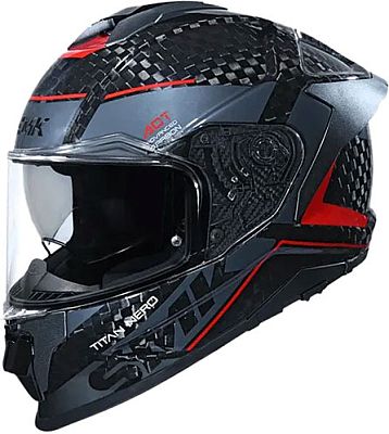 SMK Titan Carbon Nero, Integralhelm - Schwarz/Grau/Rot - L von SMK