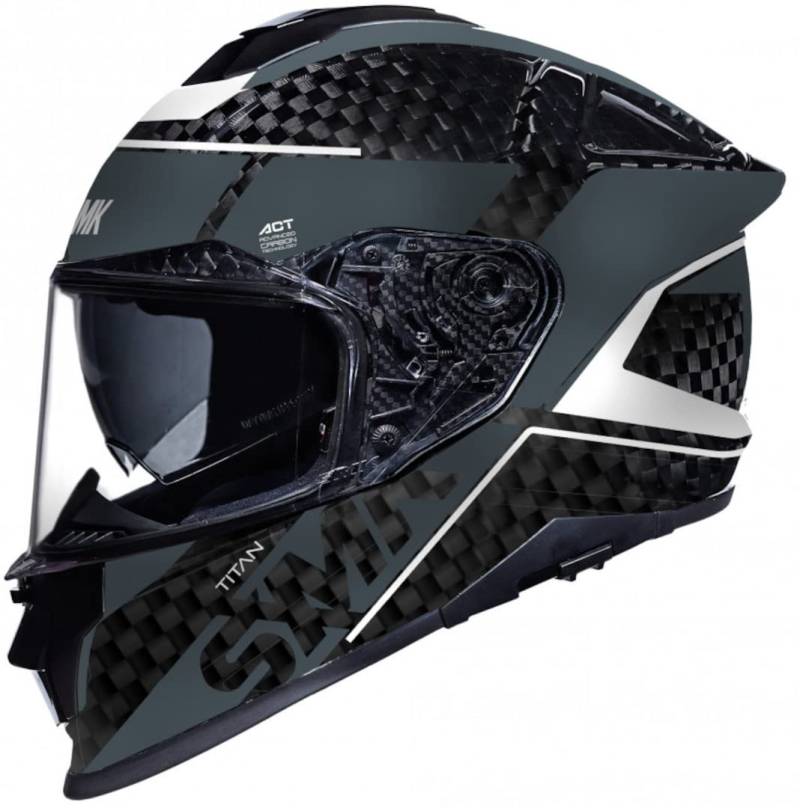 SMK Titan Carbon Nero Helm (White,XS (53/54)) von SMK