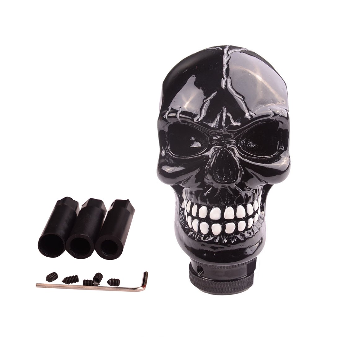 SMKJ Universal Schaltknauf Schädel Schaltknüppel Skull Totenkopf Gießharz Gear Shifter Knob für most Manuelles oder automatisches Getriebe Ohne RGA-Schwarz von SMKJ