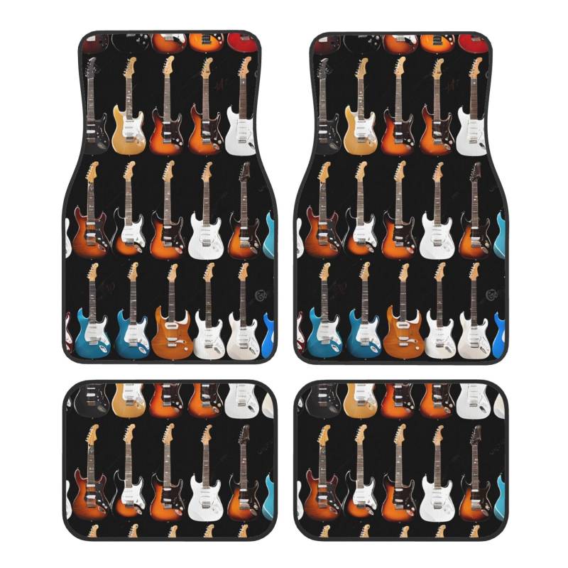 Art Guitar Pattern Premium Fullpage Printed Floor Mats for Cars Trucks SUV 4-teilige Allwetter Automatten mit Universal Fit Design von SMSJTMWHN