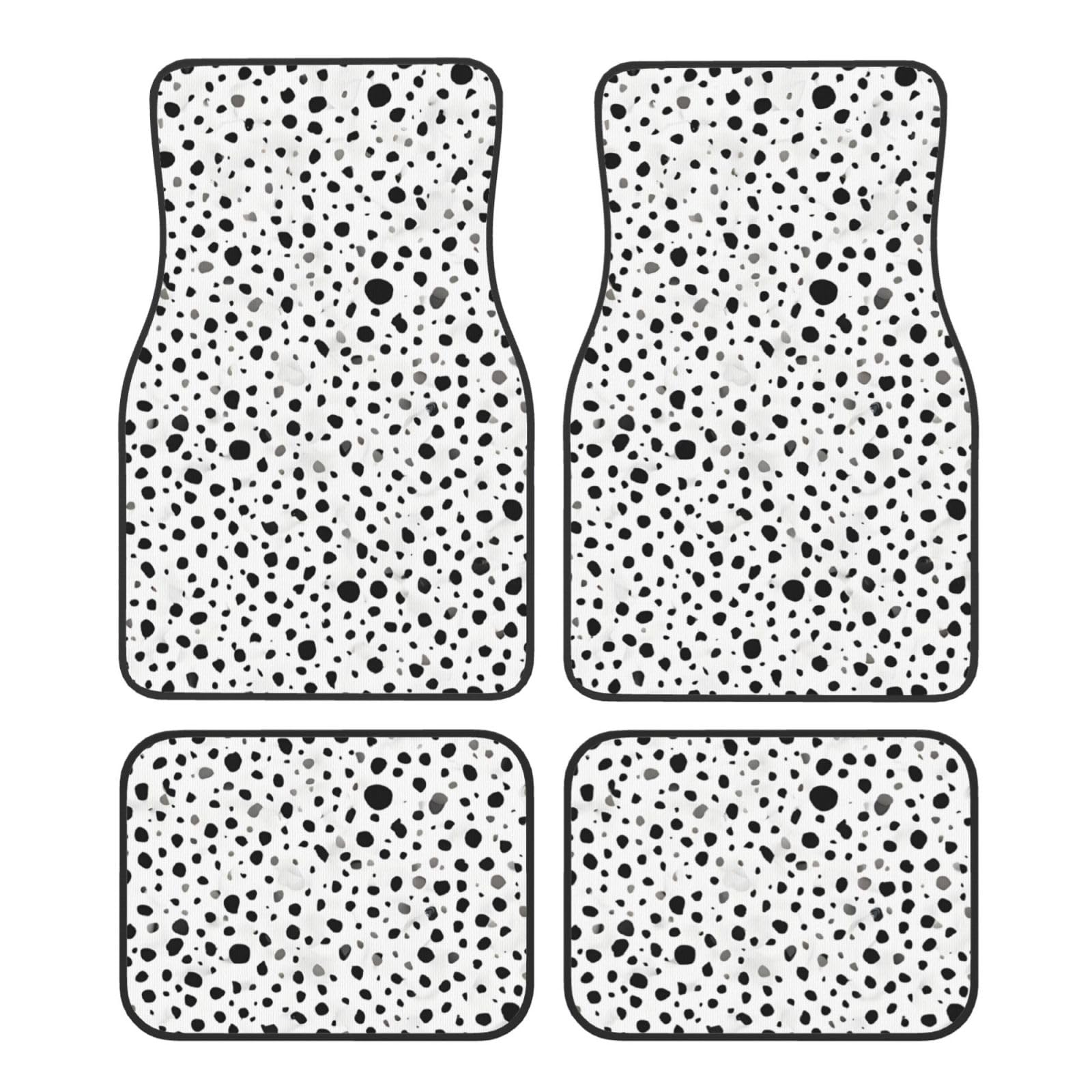 Black and White Dot Premium Fullpage Printed Floor Mats for Cars Trucks SUV 4-Piece Allwetter Car Mats with Universal Fit Design von SMSJTMWHN