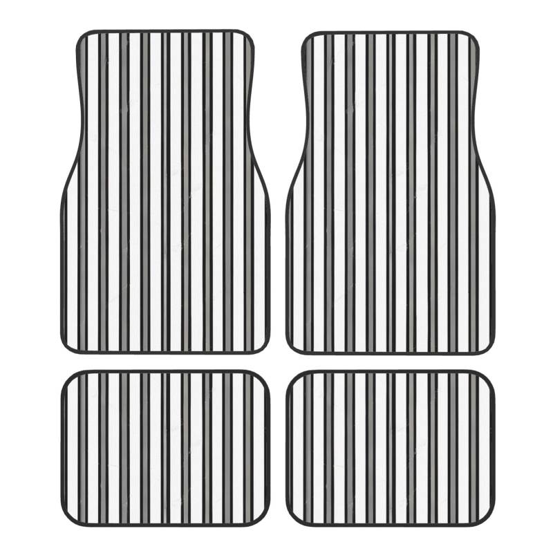 Black & White Stripe Premium Fullpage Printed Floor Mats for Cars Trucks SUV 4-Piece Allwetter Car Mats with Universal Fit Design von SMSJTMWHN