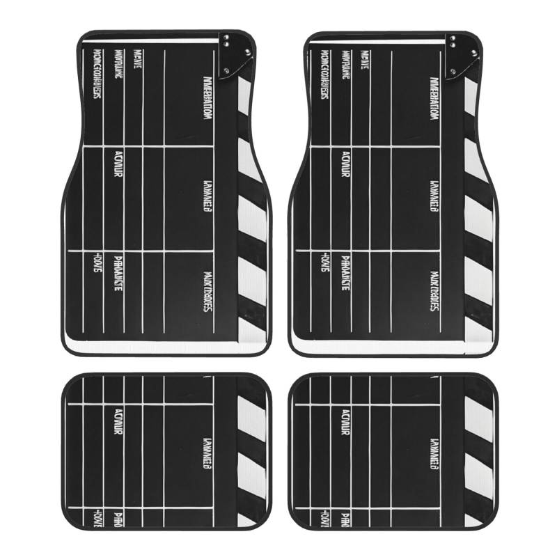 Classic Movie Clapboard Black Premium Full-Page Printed Floor Mats for Cars Trucks SUV 4-Piece Allwetter Car Mats with Universal Fit Design von SMSJTMWHN