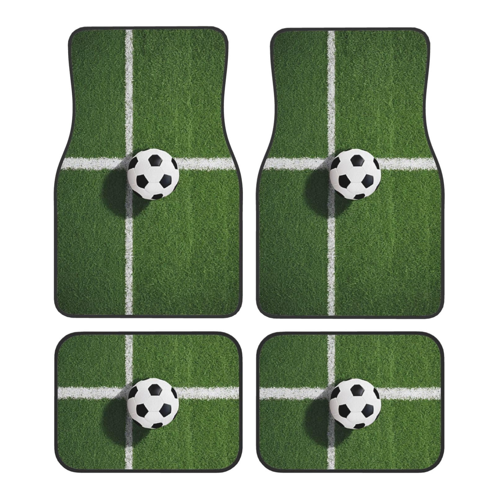 Green Grass Soccer Print Premium Vollseite bedruckte Fußmatten für Autos, LKWs, SUV, 4-teilige Allwetter-Automatten mit universeller Passform Design. von SMSJTMWHN