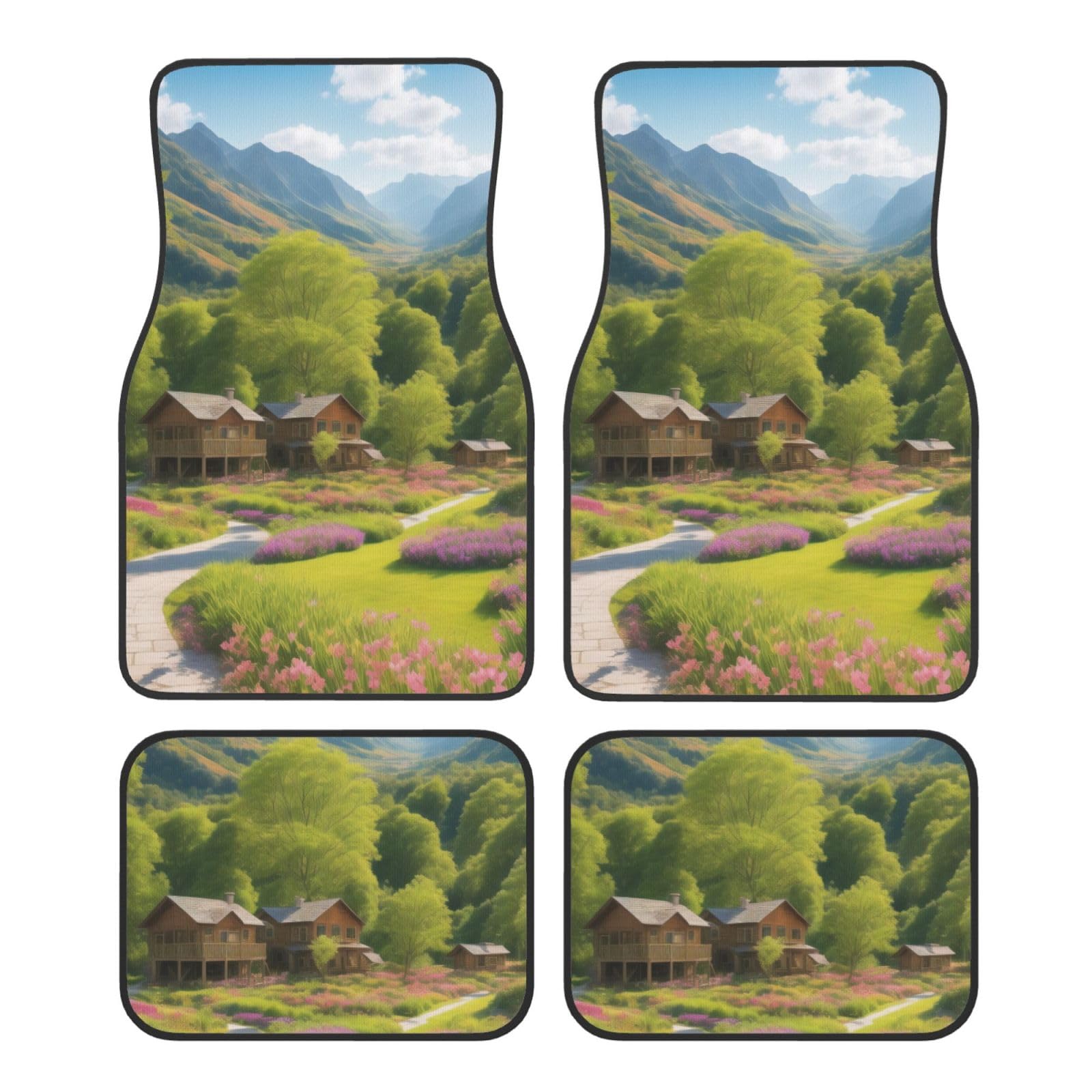 Landscape Printed Premium Fullpage Printed Floor Mats for Cars Trucks SUV 4-teilige Allwetter Automatten mit Universal Fit Design von SMSJTMWHN