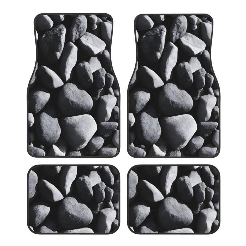 Many Black Pebbles Premium Fullpage Printed Floor Mats for Cars Trucks SUV 4-teilige Allwetter Automatten mit Universal Fit Design von SMSJTMWHN