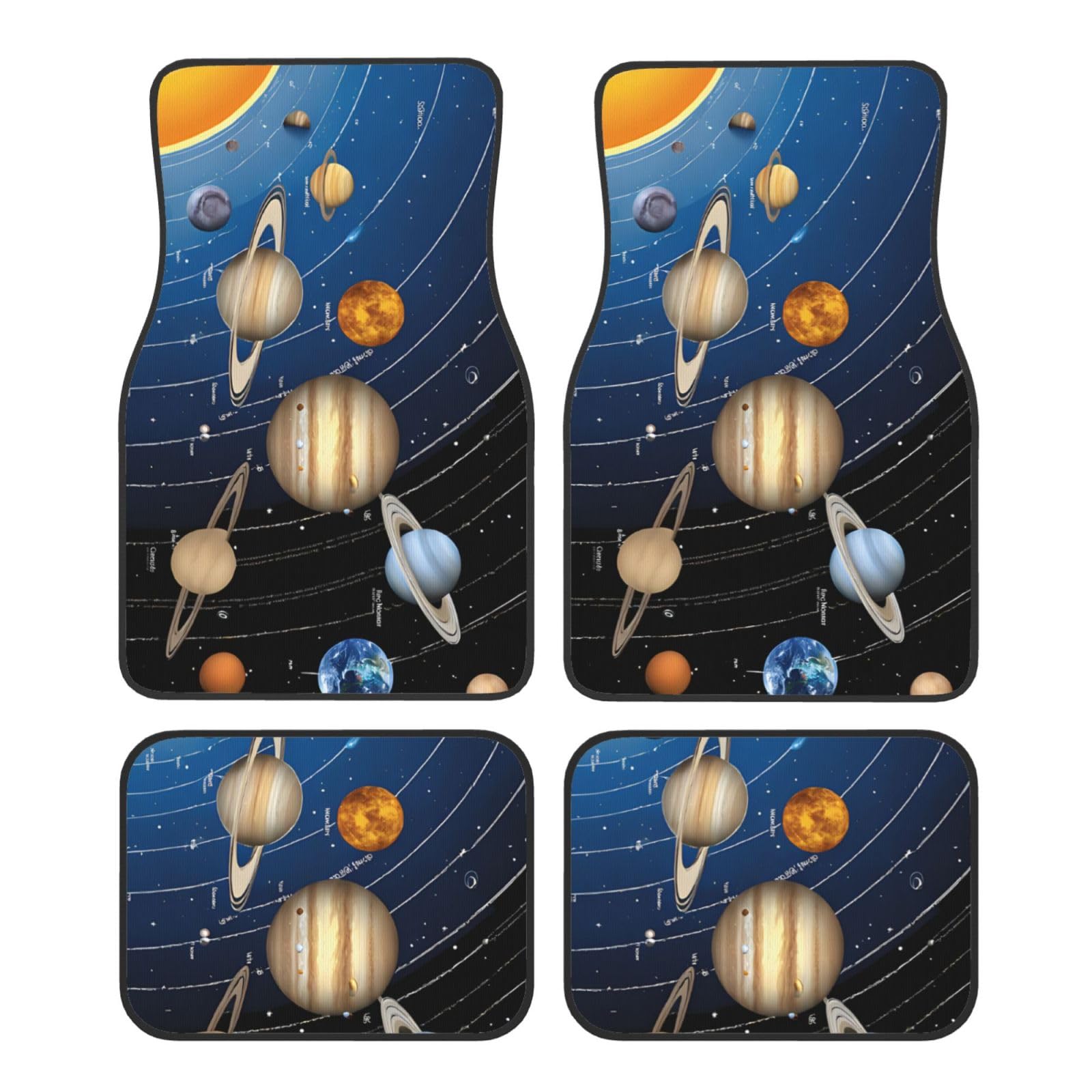 Outer Space Solar System Premium Vollseite Bedruckte Fußmatten für PKW LKW SUV 4-teilige Allwetter Automatten mit Universal Fit Design von SMSJTMWHN