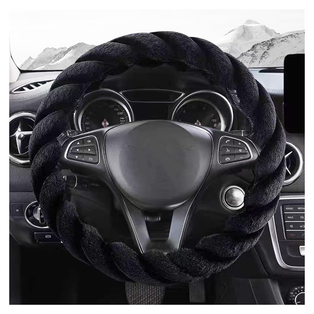 Auto Lenkradbezug Plüsch Winter Lenkrad Abdeckung Flauschige Lenkradhülle rutschfest Kunstfell Warm Lenkrad Wrap Universal Lenkradschoner Lenkradschutz Auto Zubehör für Damen Herren (37–38CM) von SMTCM