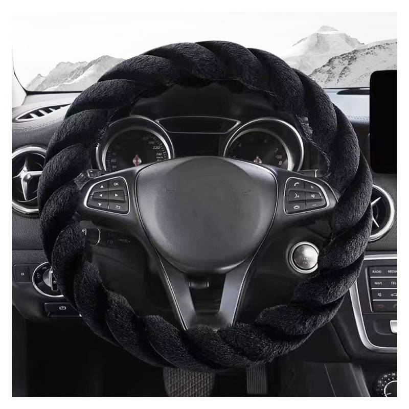 Auto Lenkradbezug Plüsch Winter Lenkrad Abdeckung Flauschige Lenkradhülle rutschfest Kunstfell Warm Lenkrad Wrap Universal Lenkradschoner Lenkradschutz Auto Zubehör für Damen Herren (37–38CM) von SMTCM