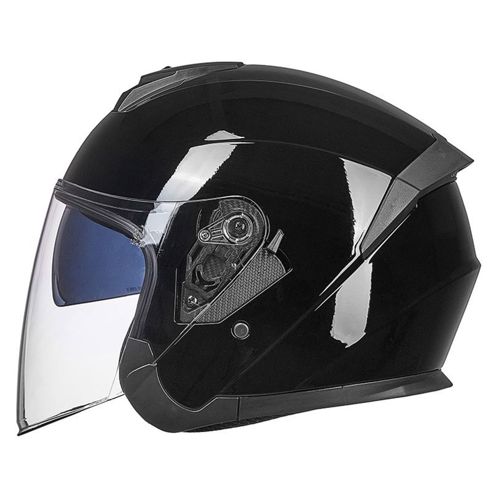 SMTSEC Motorradhelm Damen Herren 3/4 Half Face Helm Klapphelm DOT/ECE-Zertifizierter Mit Doppelvisier Sonnenblende Helm Jethelm Downhill Helm Mopedhelm Schutzhelm Für Cruiser Chopper,Black/A-XL von SMTSEC