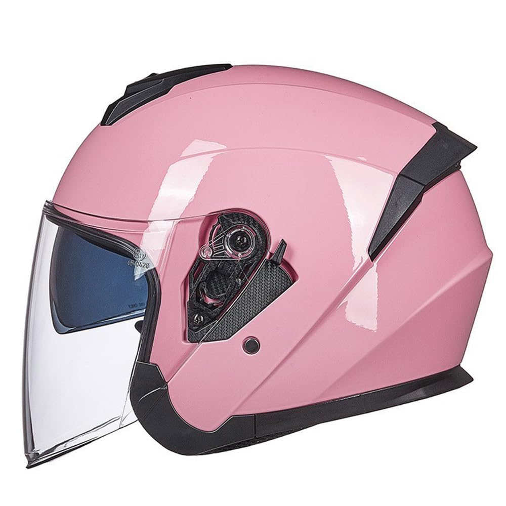 Motorradhelm Damen Herren 3/4 Half Face Helm Klapphelm DOT/ECE-Zertifizierter Mit Doppelvisier Sonnenblende Helm Jethelm Downhill Helm Mopedhelm Schutzhelm Für Cruiser Chopper,Pink-M von SMTSEC