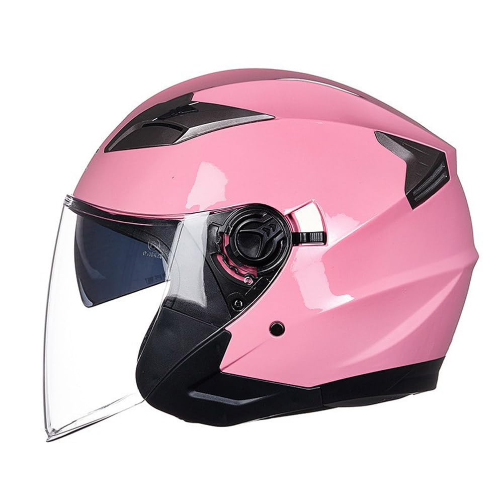 SMTSEC Motorradhelm Damen Herren 3/4 Half Face Helm Klapphelm DOT/ECE-Zertifizierter Mit Doppelvisier Sonnenblende Helm Jethelm Downhill Helm Mopedhelm Schutzhelm Für Cruiser Chopper,Pink-M von SMTSEC