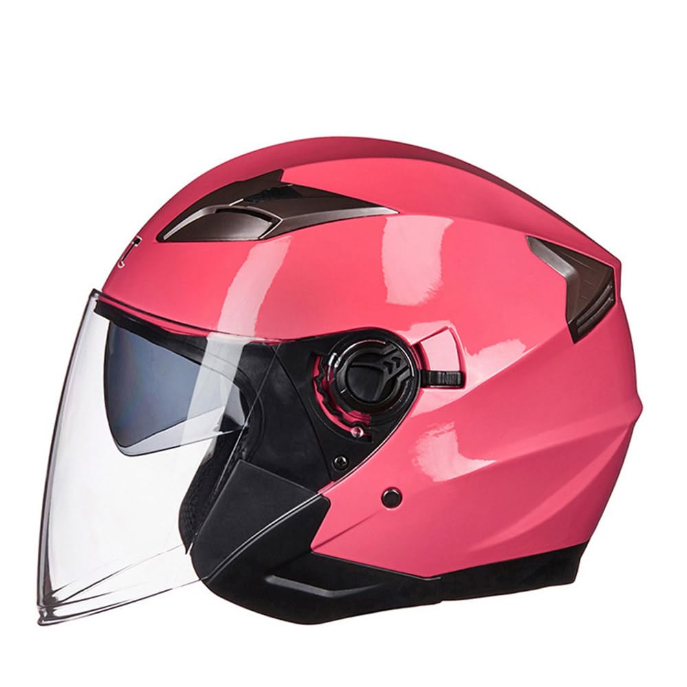 SMTSEC Motorradhelm Damen Herren 3/4 Half Face Helm Klapphelm DOT/ECE-Zertifizierter Mit Doppelvisier Sonnenblende Helm Jethelm Downhill Helm Mopedhelm Schutzhelm Für Cruiser Chopper,Pink-XL von SMTSEC