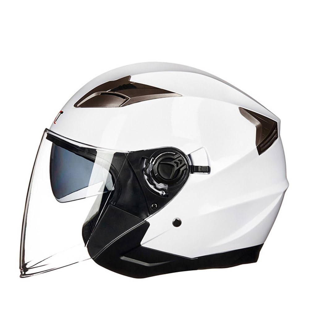 Motorradhelm Damen Herren 3/4 Half Face Helm Klapphelm DOT/ECE-Zertifizierter Mit Doppelvisier Sonnenblende Helm Jethelm Downhill Helm Mopedhelm Schutzhelm Für Cruiser Chopper,White/A-M von SMTSEC