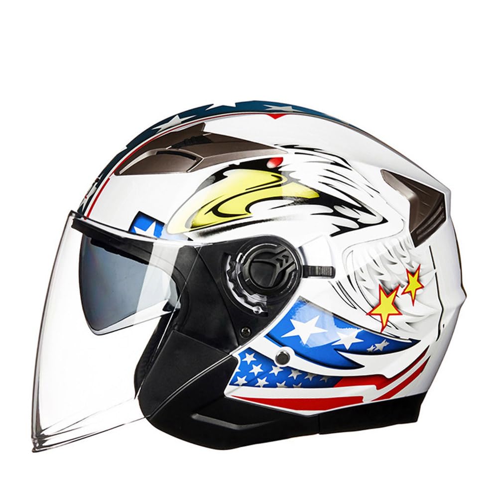 SMTSEC Motorradhelm Damen Herren 3/4 Half Face Helm Klapphelm DOT/ECE-Zertifizierter Mit Doppelvisier Sonnenblende Helm Jethelm Downhill Helm Mopedhelm Schutzhelm Für Cruiser Chopper,White/B-M von SMTSEC