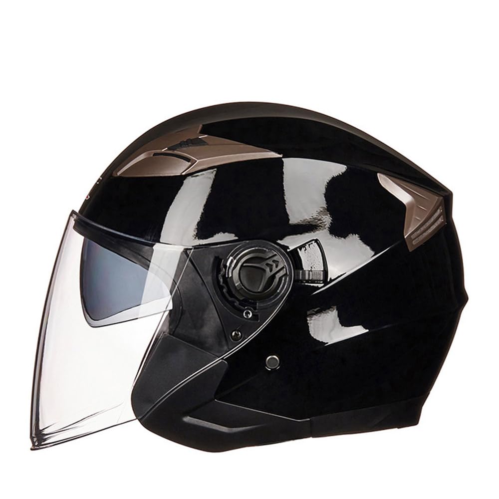 SMTSEC Motorradhelm Damen Herren 3/4 Half Face Helm Klapphelm DOT/ECE-Zertifizierter Mit Doppelvisier Sonnenblende Helm Jethelm Downhill Helm Mopedhelm Schutzhelm Für Cruiser Chopper,Black/A-L von SMTSEC