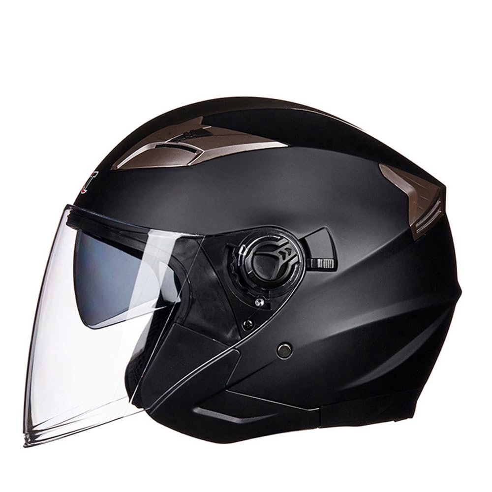 SMTSEC Motorradhelm Damen Herren 3/4 Half Face Helm Klapphelm DOT/ECE-Zertifizierter Mit Doppelvisier Sonnenblende Helm Jethelm Downhill Helm Mopedhelm Schutzhelm Für Cruiser Chopper,Black/B-L von SMTSEC