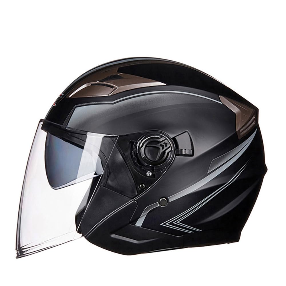 SMTSEC Motorradhelm Damen Herren 3/4 Half Face Helm Klapphelm DOT/ECE-Zertifizierter Mit Doppelvisier Sonnenblende Helm Jethelm Downhill Helm Mopedhelm Schutzhelm Für Cruiser Chopper,Black/D-L von SMTSEC