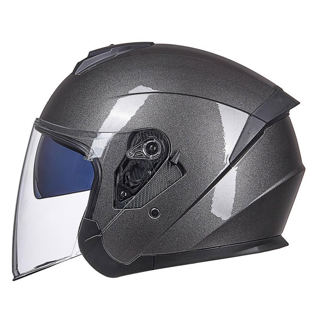 SMTSEC Motorradhelm Damen Herren 3/4 Half Face Helm Klapphelm DOT/ECE-Zertifizierter Mit Doppelvisier Sonnenblende Helm Jethelm Downhill Helm Mopedhelm Schutzhelm Für Cruiser Chopper,Gray/A-L von SMTSEC