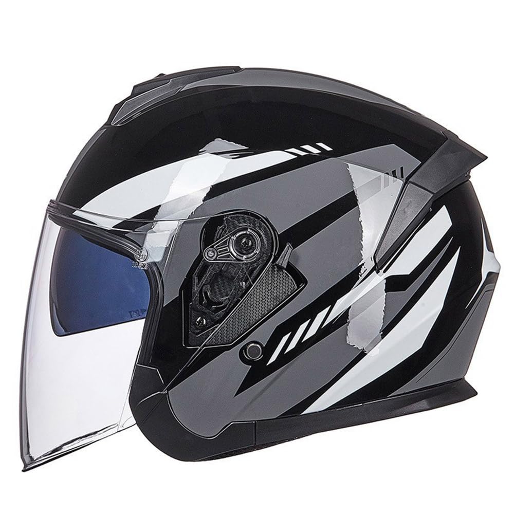 SMTSEC Motorradhelm Damen Herren 3/4 Half Face Helm Klapphelm DOT/ECE-Zertifizierter Mit Doppelvisier Sonnenblende Helm Jethelm Downhill Helm Mopedhelm Schutzhelm Für Cruiser Chopper,Gray/B-XL von SMTSEC