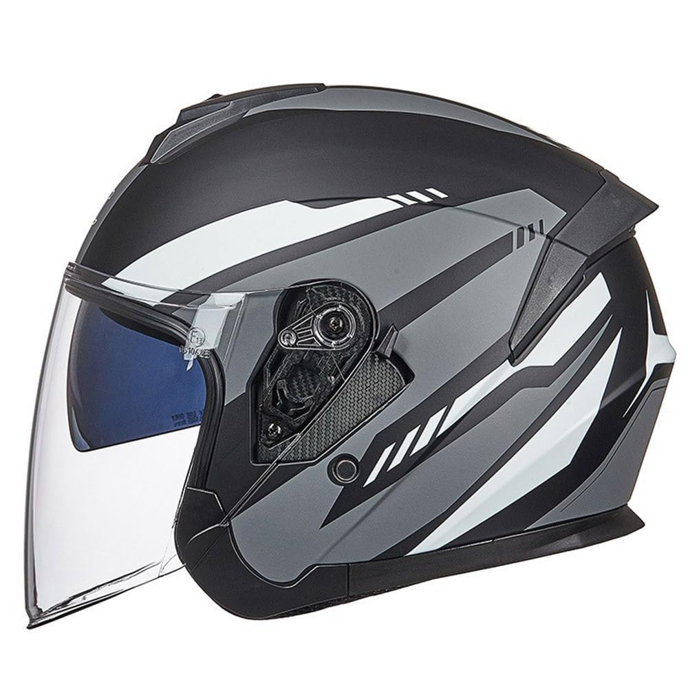 SMTSEC Motorradhelm Damen Herren 3/4 Half Face Helm Klapphelm DOT/ECE-Zertifizierter Mit Doppelvisier Sonnenblende Helm Jethelm Downhill Helm Mopedhelm Schutzhelm Für Cruiser Chopper,Gray/C-M von SMTSEC