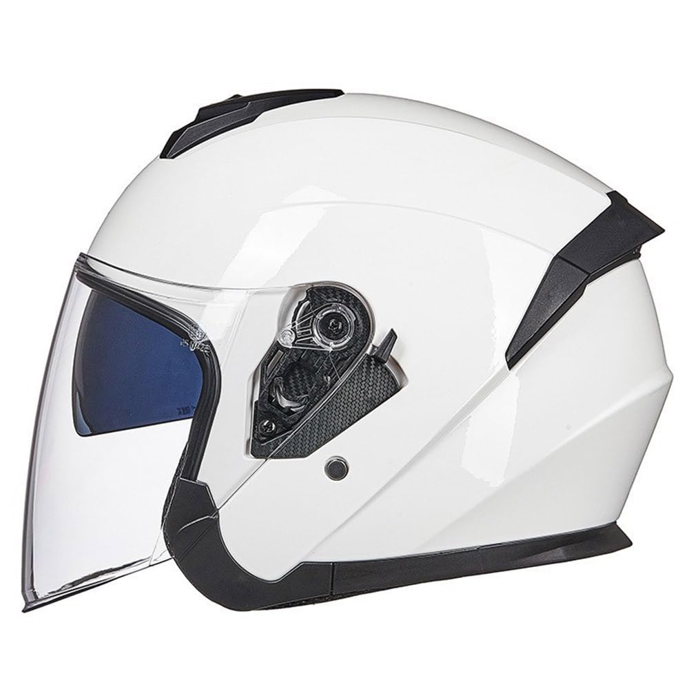 SMTSEC Motorradhelm Damen Herren 3/4 Half Face Helm Klapphelm DOT/ECE-Zertifizierter Mit Doppelvisier Sonnenblende Helm Jethelm Downhill Helm Mopedhelm Schutzhelm Für Cruiser Chopper,White-M von SMTSEC