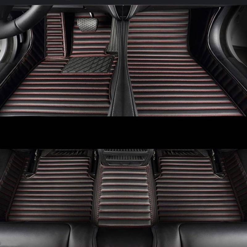 Auto FußMatten Leder für T-OYOTA Avensis 2009-2018, Vorne Hinten Wasserdicht Bodenmatte Anti-Rutsch Allwetter Automatten Innenraum ZubehöR,C/Black-Red von SNAHLPER