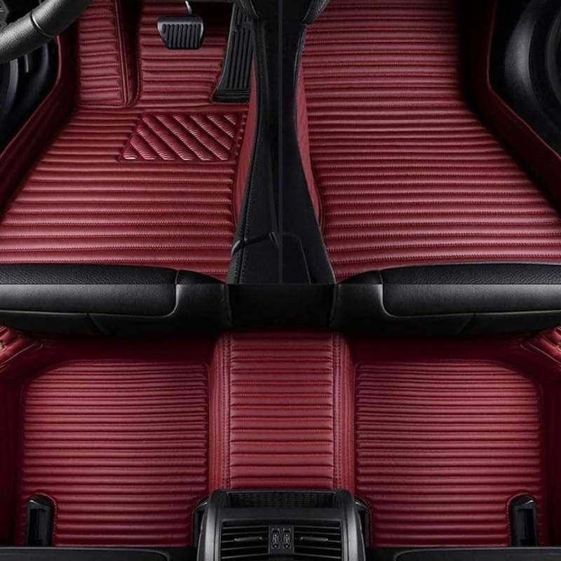 Auto FußMatten Leder für VW T-ROC SUV 2017-2023, Vorne Hinten Wasserdicht Bodenmatte Anti-Rutsch Allwetter Automatten Innenraum ZubehöR,E/Wine-red von SNAHLPER