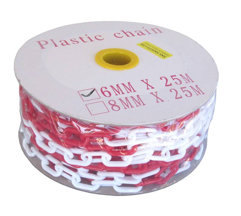 SNS SAFETY LTD Kunststoffkette Absperrung 6 mm, Rote Weiße, 25 Meter von SNS SAFETY LTD