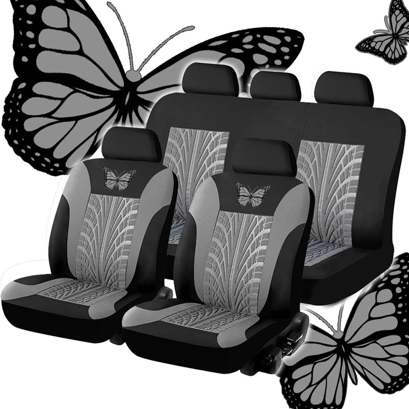 SNXLW 5 Sitzplätze Universal Auto Sitzbezüge Sets für Audi RS4 B9 Avant Wagon 2017-2019 2020 2021 2022 2023 Autositzbezug Vorne Hinten Schonbezüge Innenraum Zubehör,Grey von SNXLW