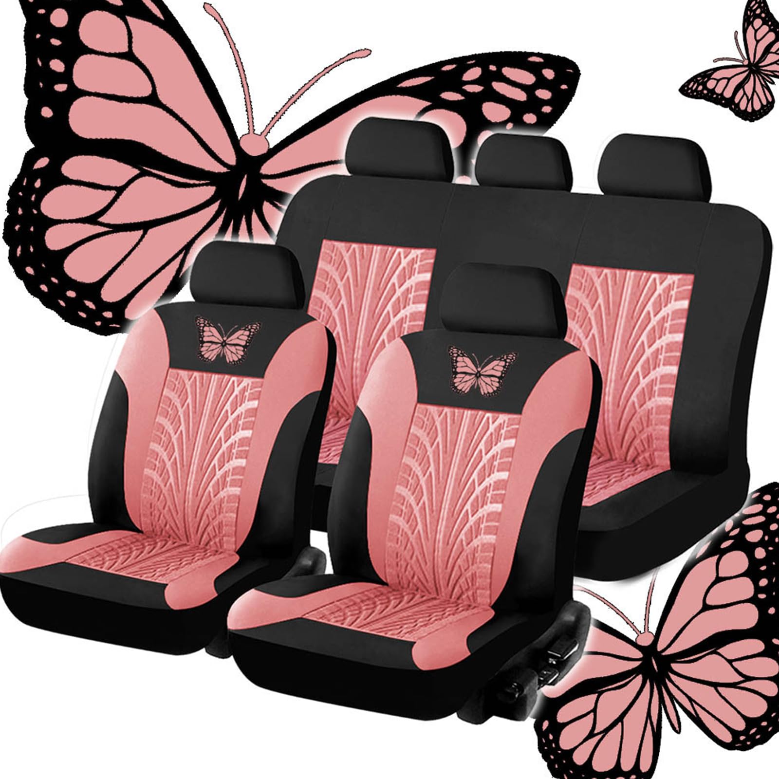 SNXLW 5 Sitzplätze Universal Auto Sitzbezüge Sets für Mini Hatch/Countryman/Clubman/Cabrio/Paceman R60 F60 R55 F54 R50 R56 Autositzbezug Vorne Hinten Schonbezüge,Pink von SNXLW