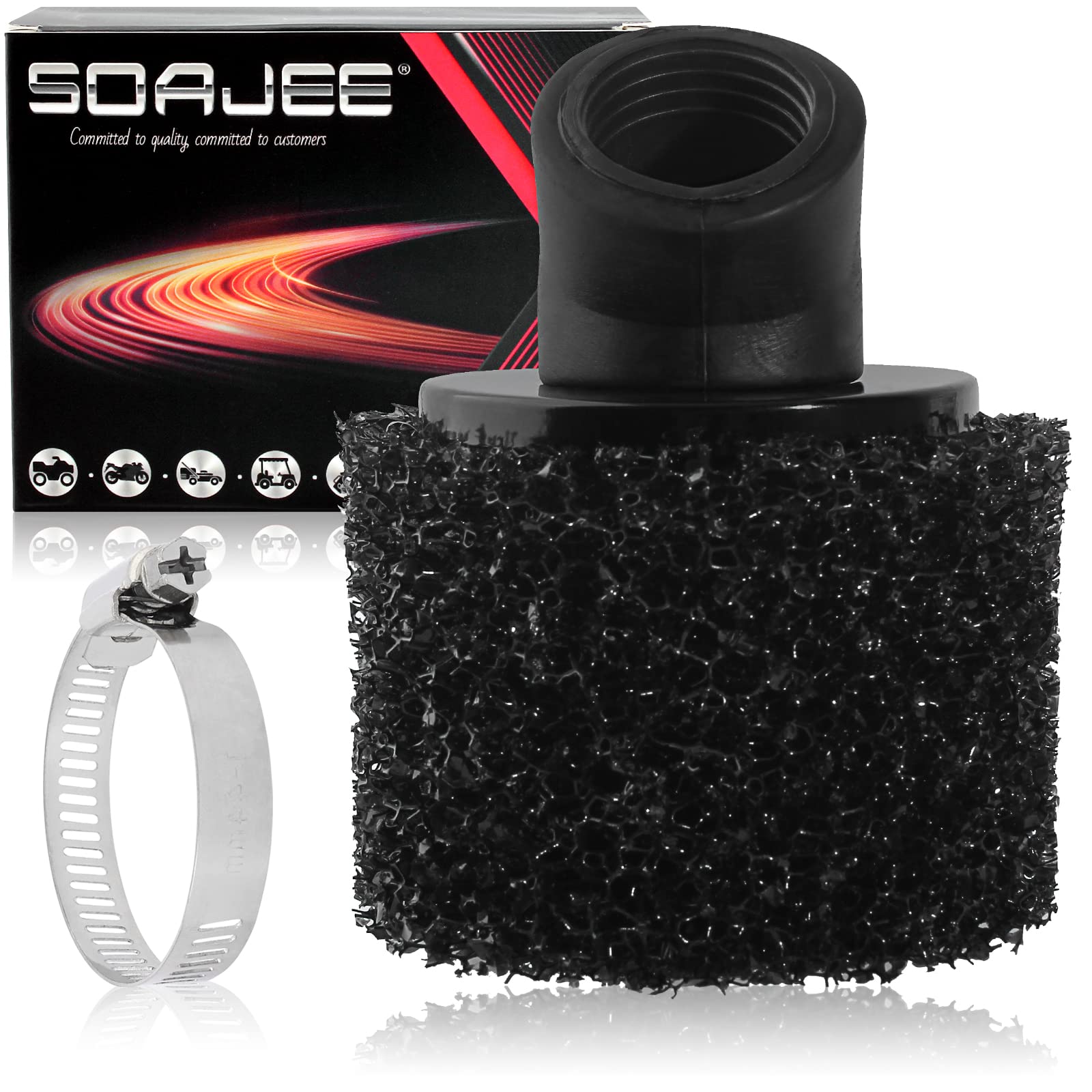 SOAJEE 32 mm abgewinkelter schwarzer Luftfilter für 50 cc - 90 cc 110 cc 125 cc 150 cc GY6 Motorräder ATV Roller Go Kart Mini Pocket Pit Dirt Racing Super Bike XR50 Kawasaki Suzuki Yamaha 30 mm 31 mm von SOAJEE