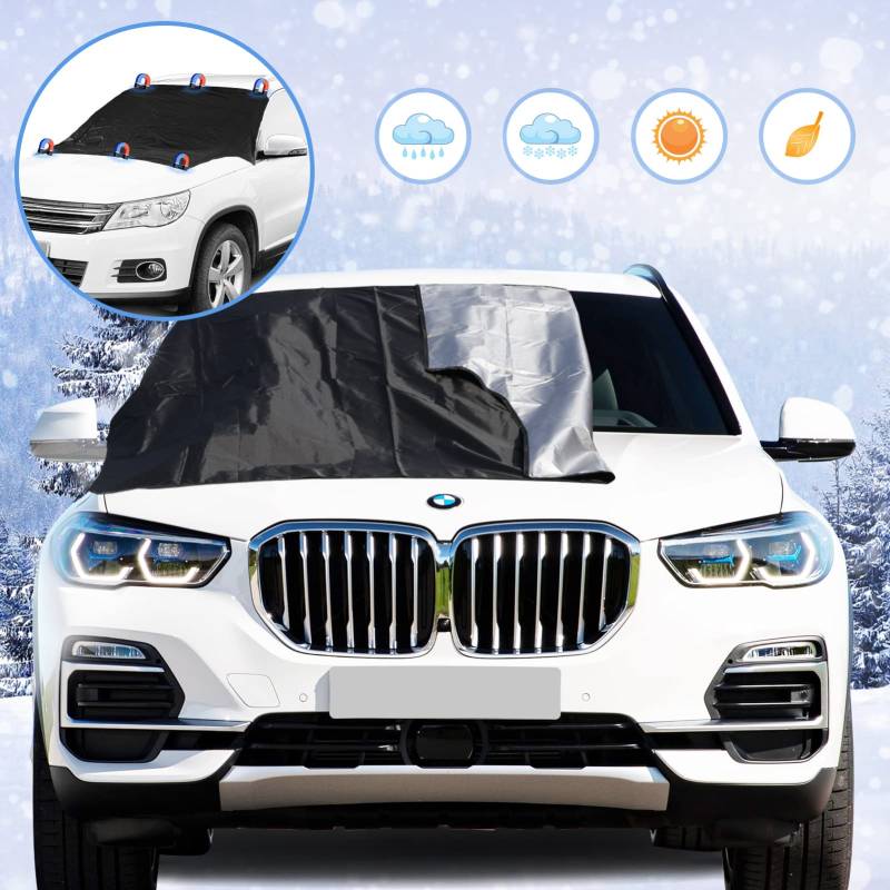 Frontscheibenabdeckung für Auto, SOARFLY Wind Scheibenabdeckung, Magnetische Autoscheibenabdeckung Faltbare, Winter Frostschutz Auto Frontscheibe, für Gegen Schnee Frost und Sonne 210x120cm von SOARFLY