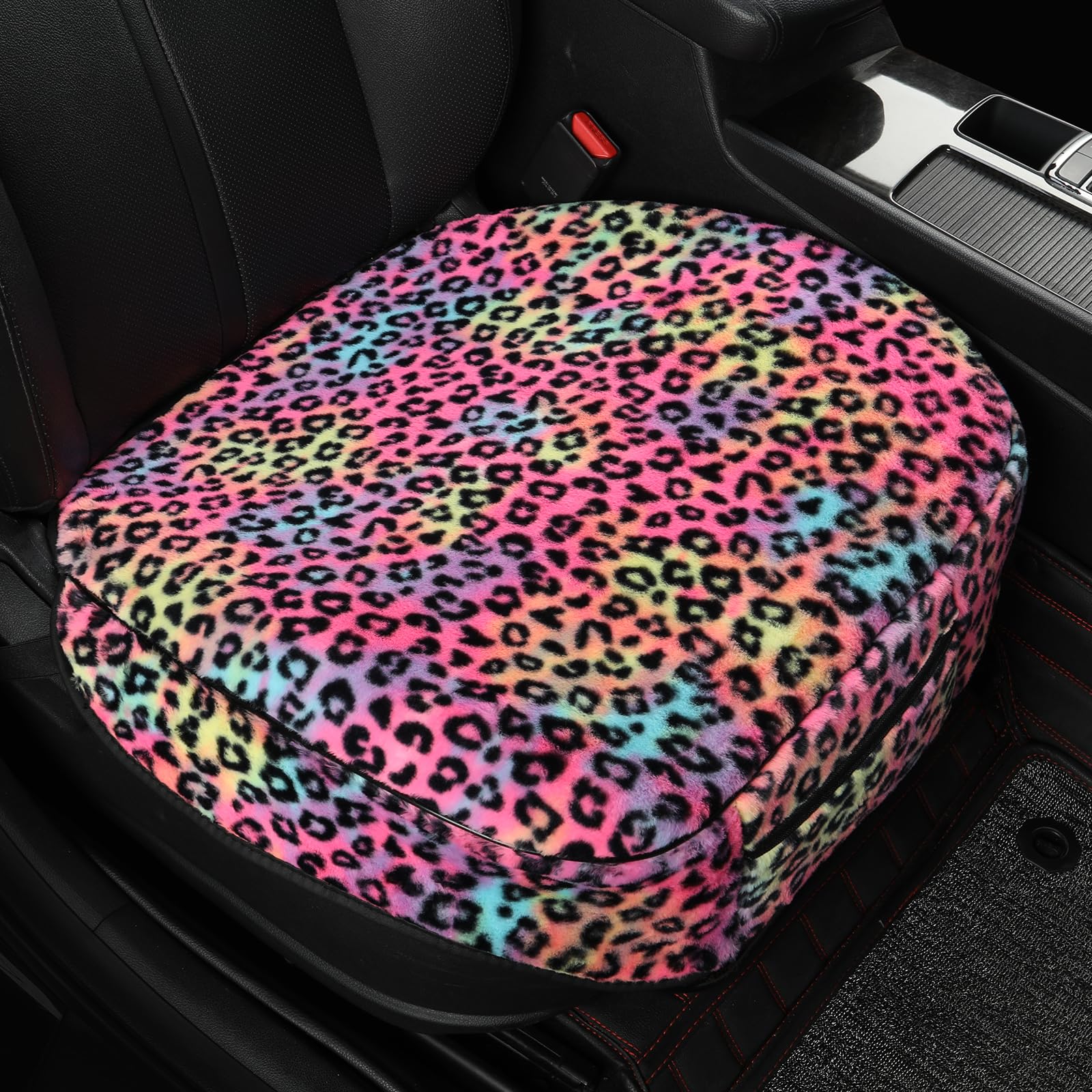 SOBONITO Auto-Sitzbezüge Vordersitze,Plüsch Leoparden,Auto-Sitzschoner,Auto-Schonbezüge,kompatibel für 90% Modelle Vordersitz,1Stück (Plush Leo) von SOBONITO