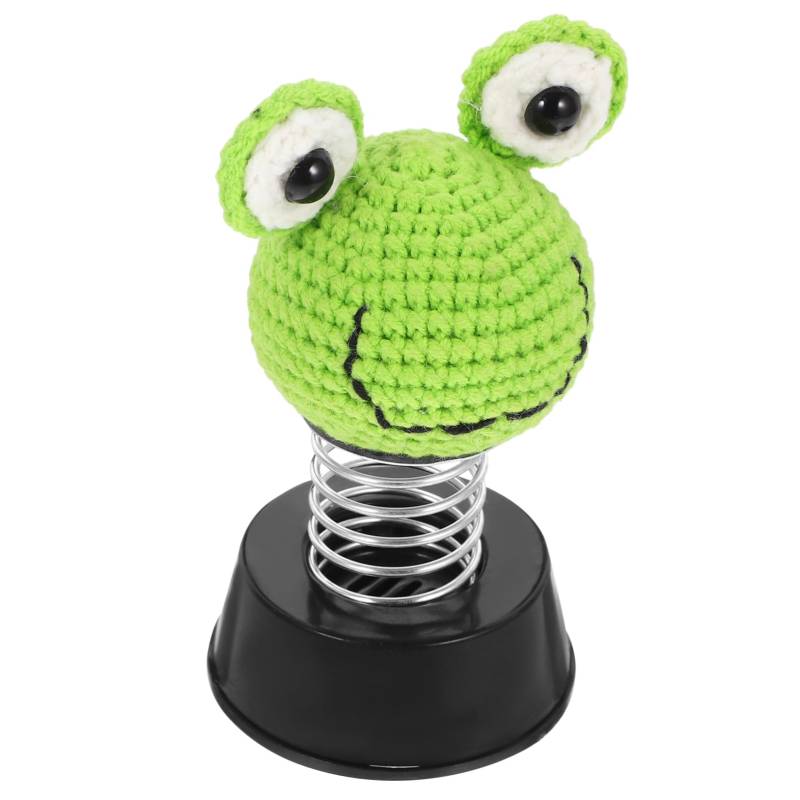 SOESFOUFU Auto-Kopfschütteln-Ornamente wackelkopf car dashboard decoration autodeko auto-Frosch schwingendes frosch-Desktop-Dekor den Kopf schütteln Dekoration Charme Tierkopf häkeln Acryl von SOESFOUFU