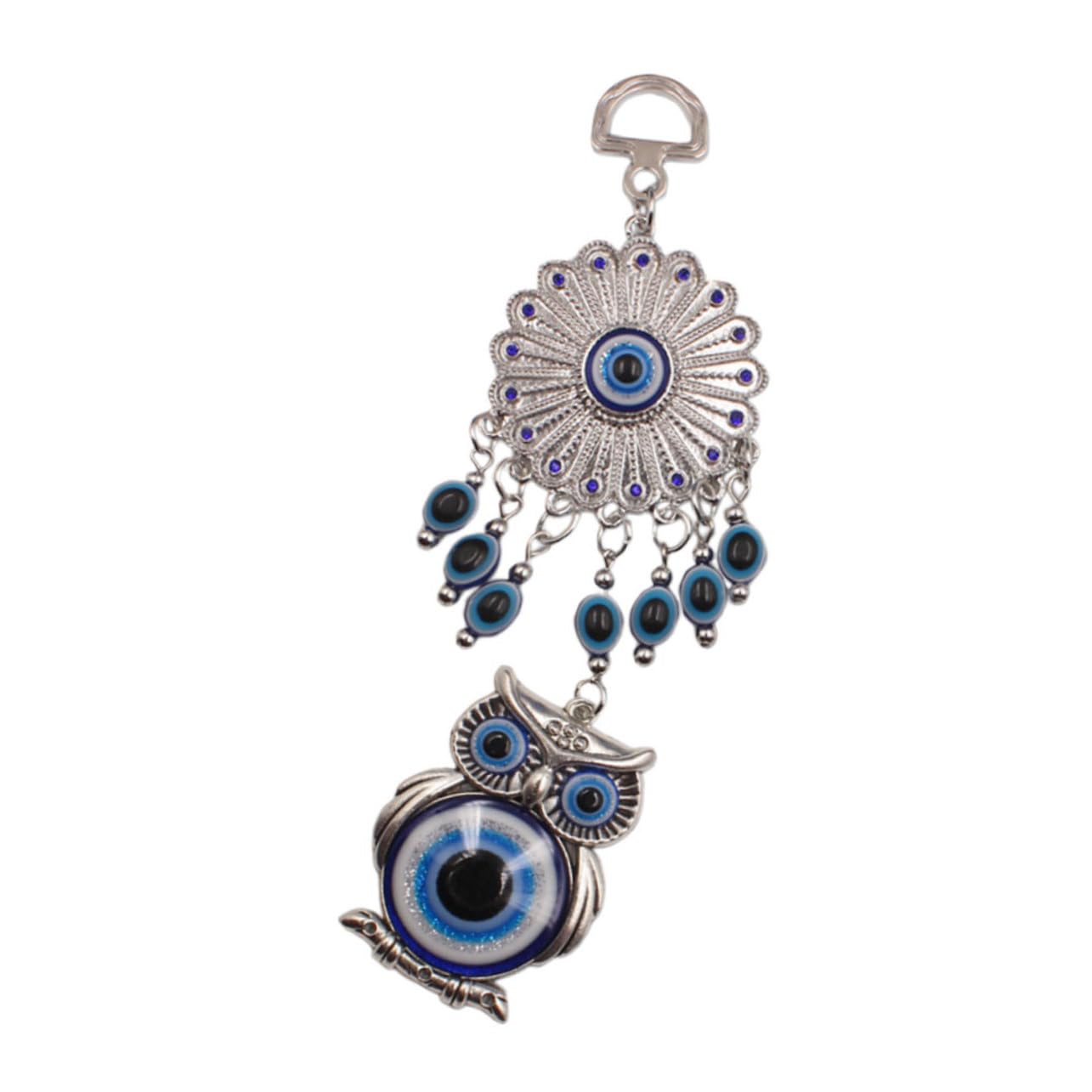 SOESFOUFU Evil Eye Auto-hängefigur, Eule, Blauer Böser Blick, Anhänger Für Rückspiegel, Perlendekoration, Autozubehör, Fensteranhänger Für Fenster, Autotürrahmen, Balkon von SOESFOUFU