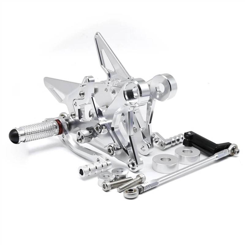 Motorrad Fußrasten FÜR CFMOTO CF Moto XO-1 Papio 125 CF125 / XO-1 ABS CNC Einstellbare Motorrad Fußstütze Hinten Set Fußrastenanlage Fußrasten Pedal Fußrasten(Silver) von SOFBO