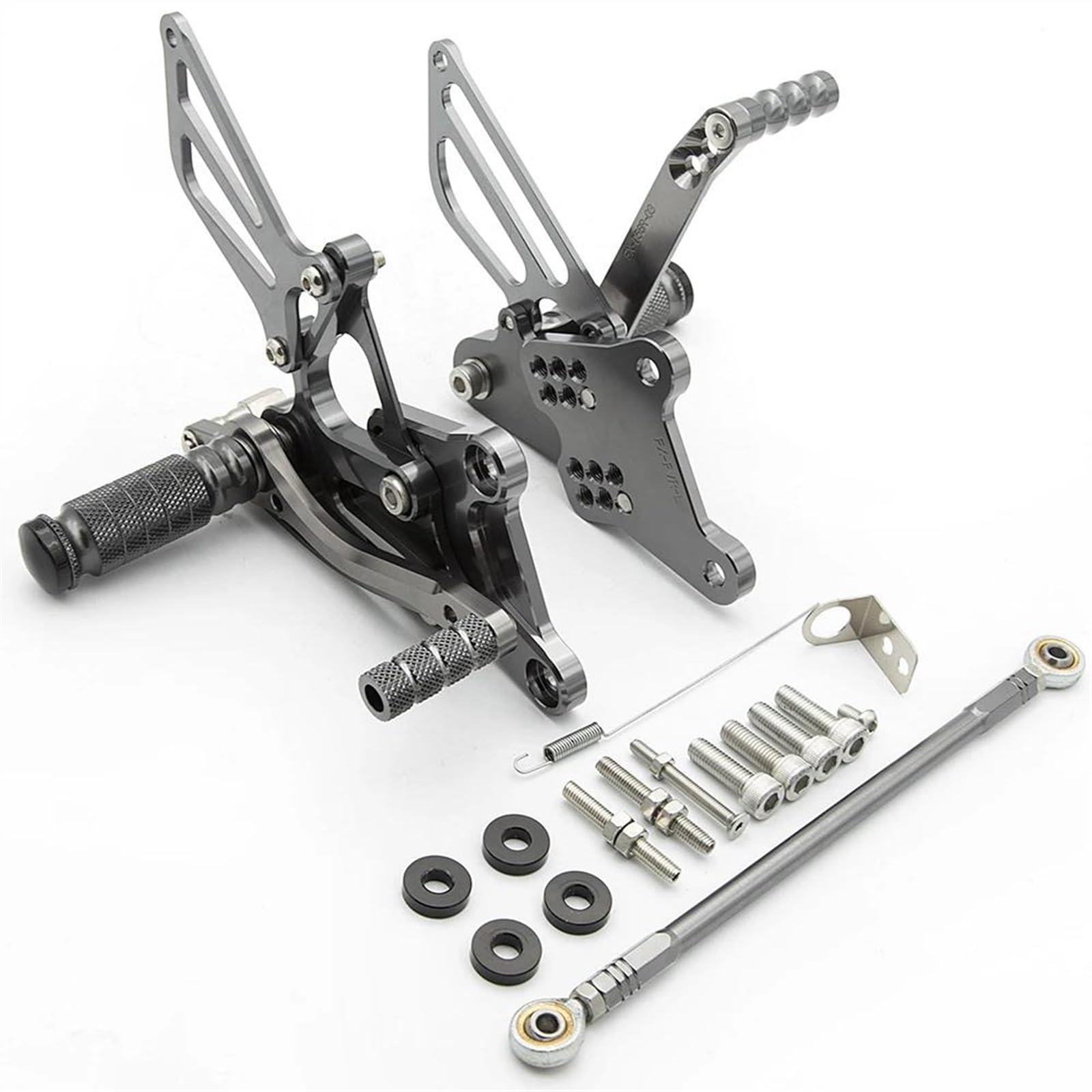 Motorrad Fußrasten FÜR H┐onda VFR400 NC30 RVF400 NC35 VFR RVF 400 Aluminium Einstellbare Motorrad Fußrastenanlage Hinten Set Fußrasten Pedal Fußstütze(Gray) von SOFBO