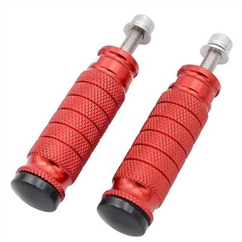 Motorrad Fußrasten Paar Motorrad M8 Universal CNC Aluminium Motorrad Fußstützen Hinten Fußrasten Pedale Rest Set Racing Motor(Red) von SOFBO